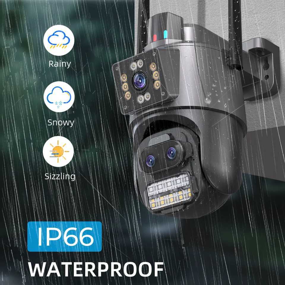 6K 12MP Security Camera 8X Zo Three Lens Dual Sn Outdoor WiFi He Protection 8MP IP Cam PTZ CCTV Video Surveillance Icsee H251103