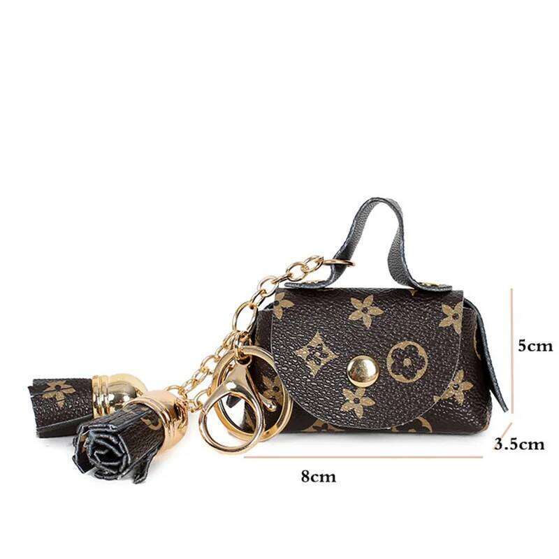 Designer Bag Christmas gift Creative Plaid Texture Leather Headphone For 4 Pro 2 3 2And1 Case Keychain Portable Mini Storage Bag Pendant Best Seller