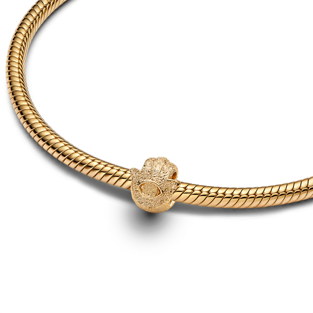 FewDook New Fashion Textured Mini Bead Charm Fit Original Pan Bracelets and Necklaces Engravable Stone Heart Charms Jewelry Gift for Women