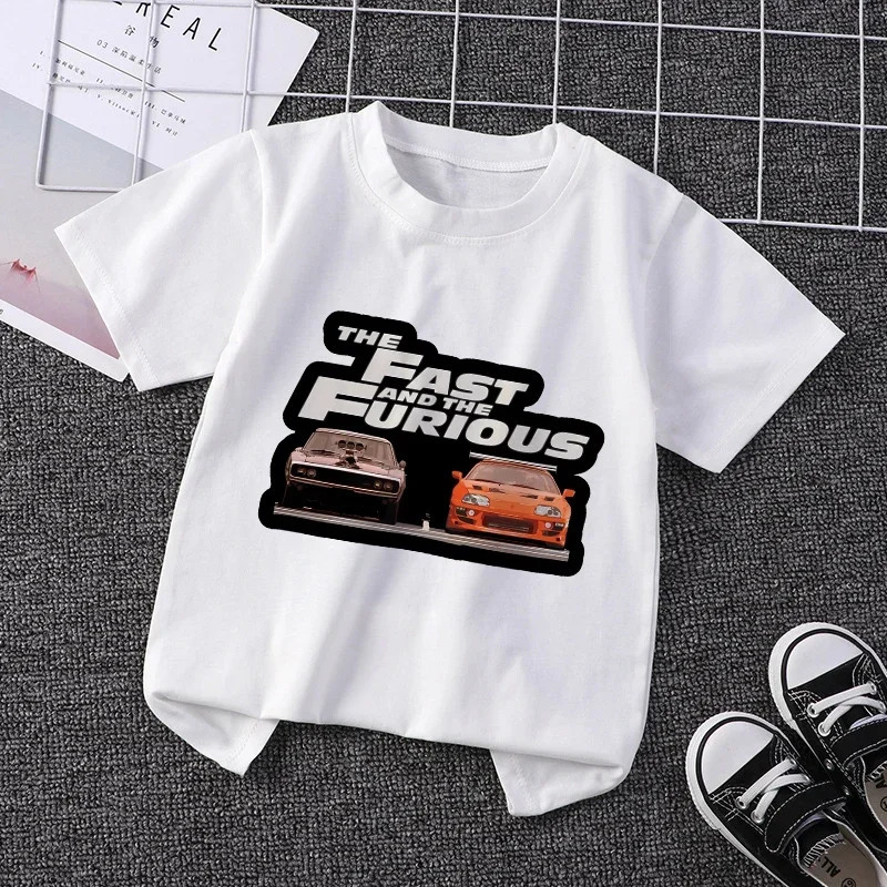 Fast and Angry Childrens Tshirt Kawaii Racing Printed Cartoon Casual Clothing Anime Girls Fashion Top Street 250325z