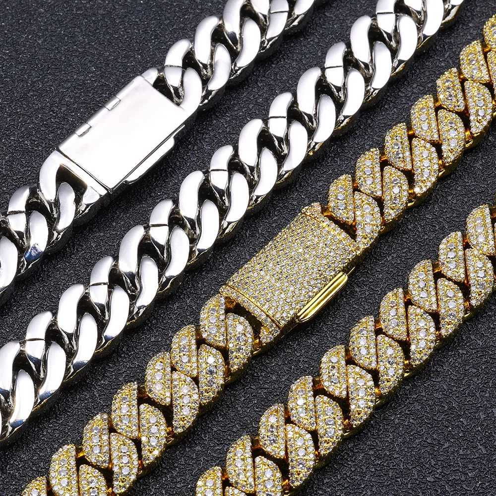 14mm Cuban Link Chain Bracelet Hip Hop Jewelry 18K Gold Plated Brass Zircon Diamond Ice Cuban Bracelet Mens Gift Y250329