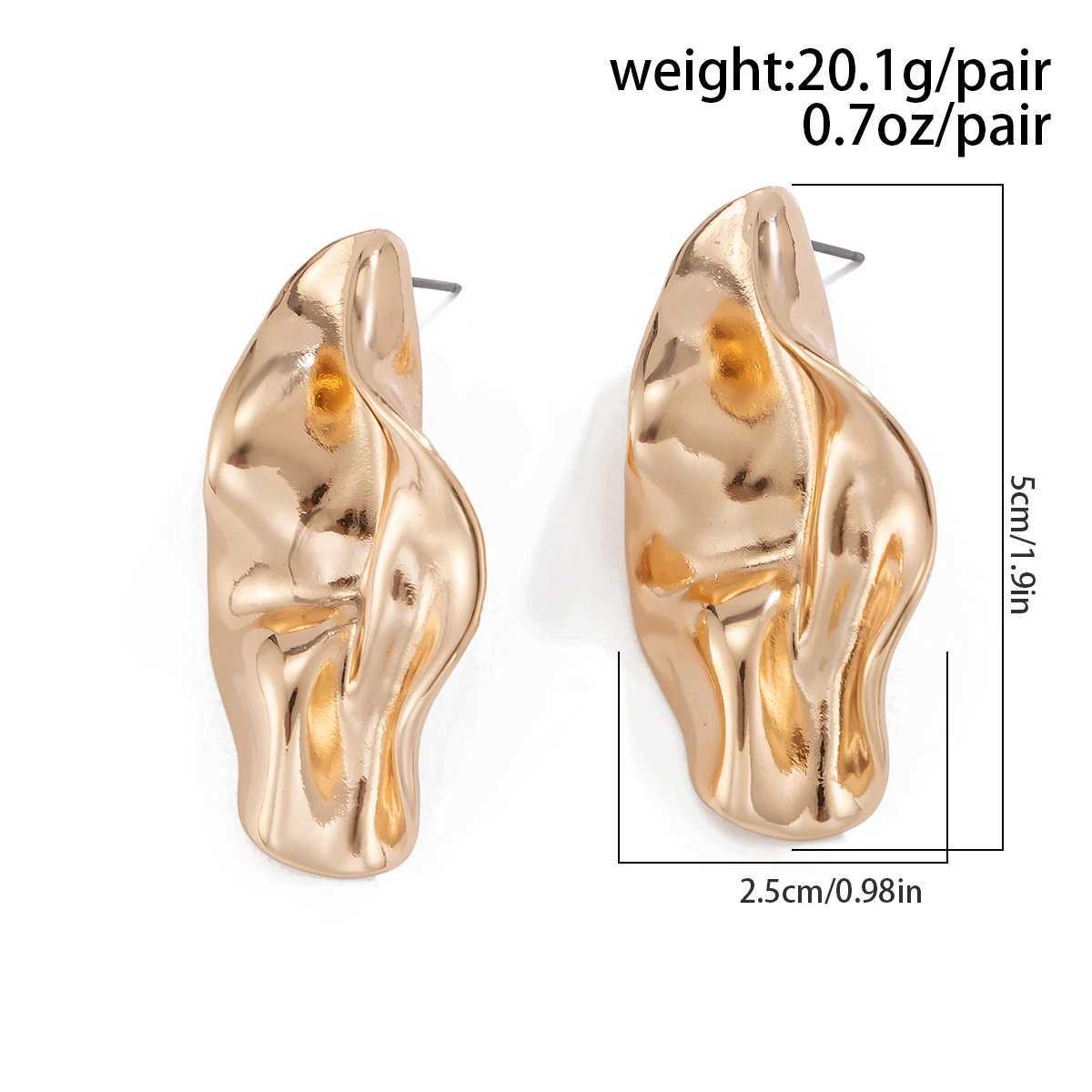 IngeSight. Z Creative Irregular Metal Folded Earrings Womens New Aesthetics Gold Perforated Earrings Party Jewelry Y250401
