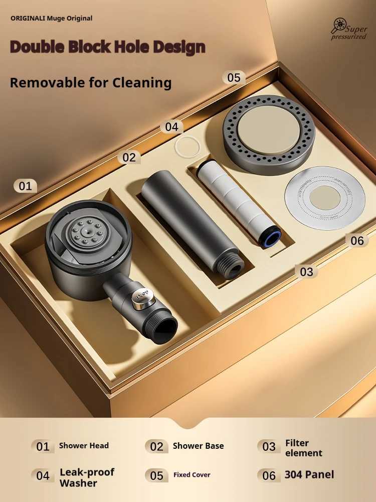 New High Pressure Water Saving Filter Shower 5 Modes Handheld Shower One Button Stop Bathro Accessories Set Y251103qw