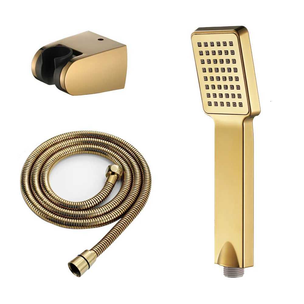 Bathro He ABS hand Shower Set GoldRose Gold Shower Square Sprayer With Stand 5m Hose Y251103