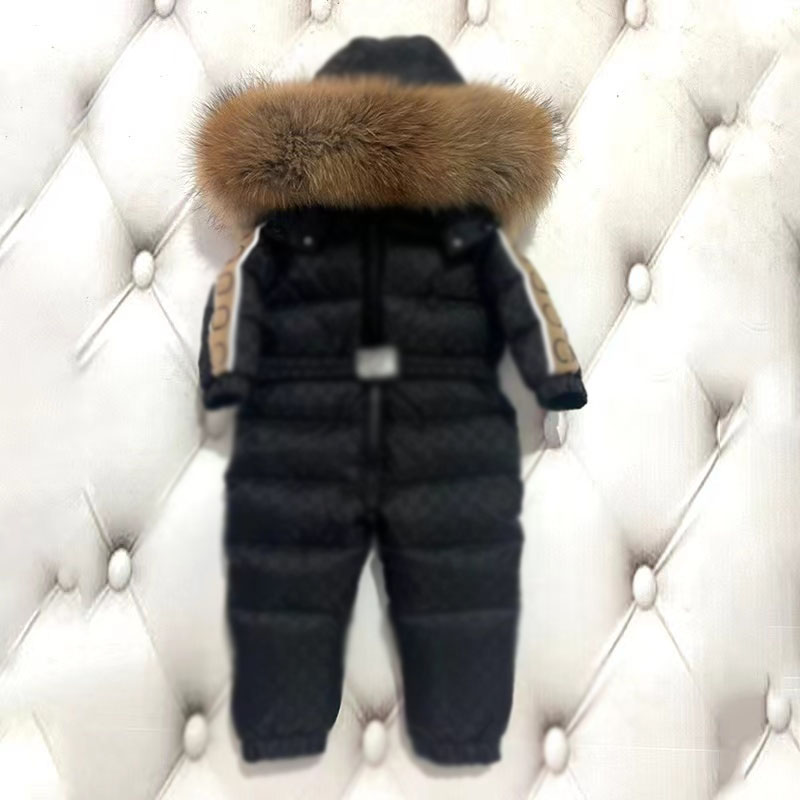 dhgate Down Coat Baby Overalls Jacket Real Fur Boy Jumpsuits Toddler Girl Clothes Snow Suit Winter Thick Infant Overcoat Kids Romper
