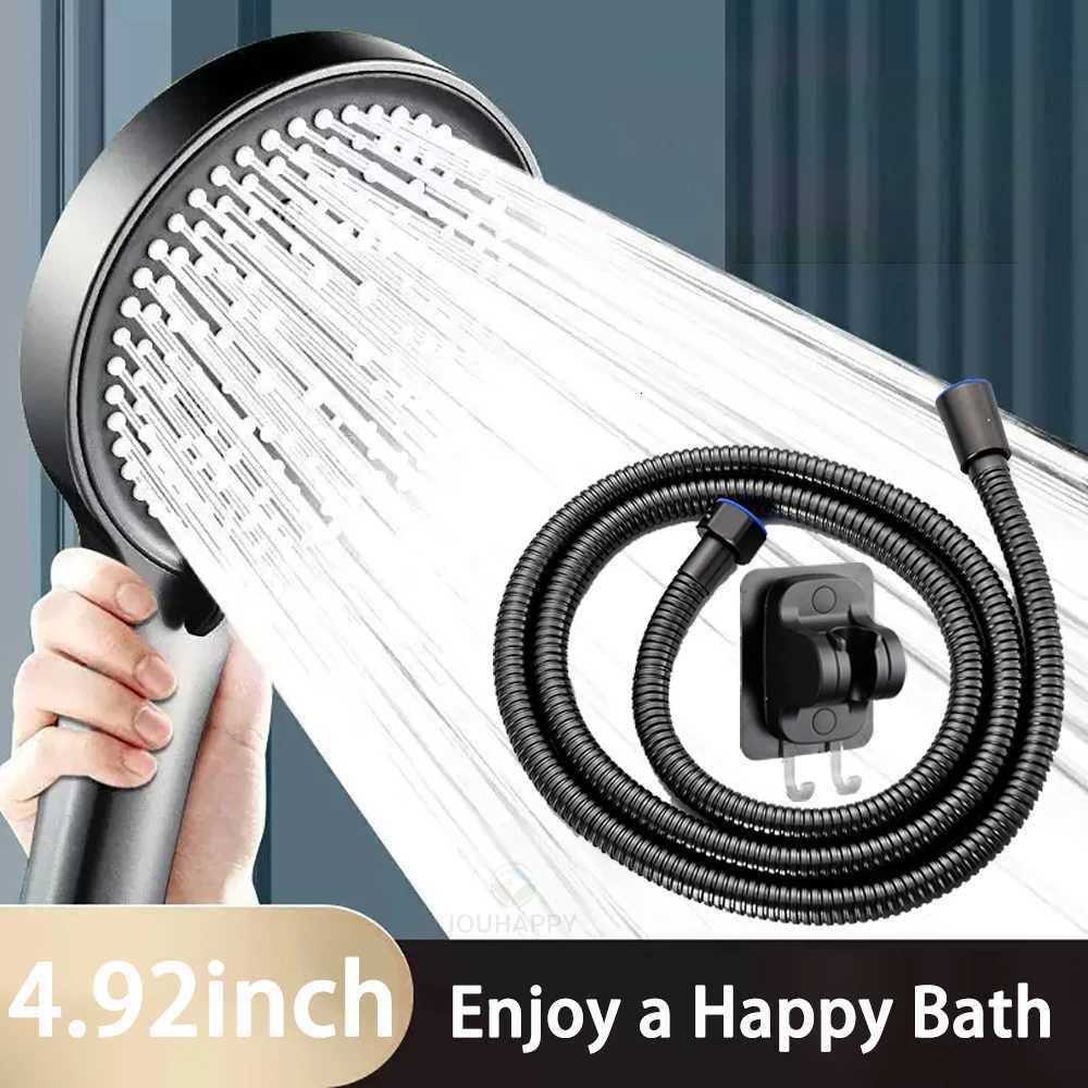 High Pressure Shower Set Water Saving Rainfall Spray Handheld 6 Jet Modes Shower with Hose Bathro Accessories Y251103