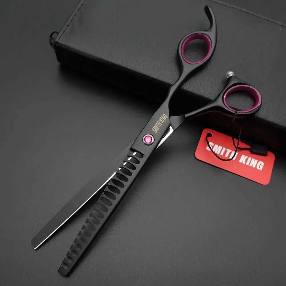 7-inch professional pet grooming shears 7-inch straight thin slitting and curling shears+leather bags/kits/boxesXJ250403