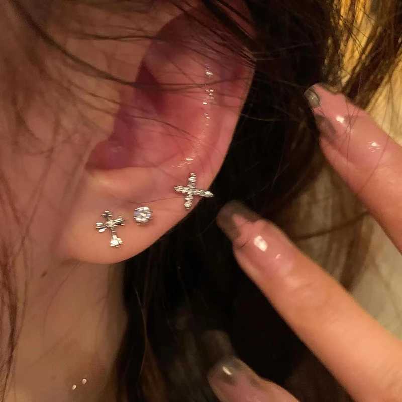 6pcsset Korean Shiny Rhinestone Butterfly Stud Earring Set For Women Cross Heart Earrings Girl Party Wedding Engagement Jewelry C251103