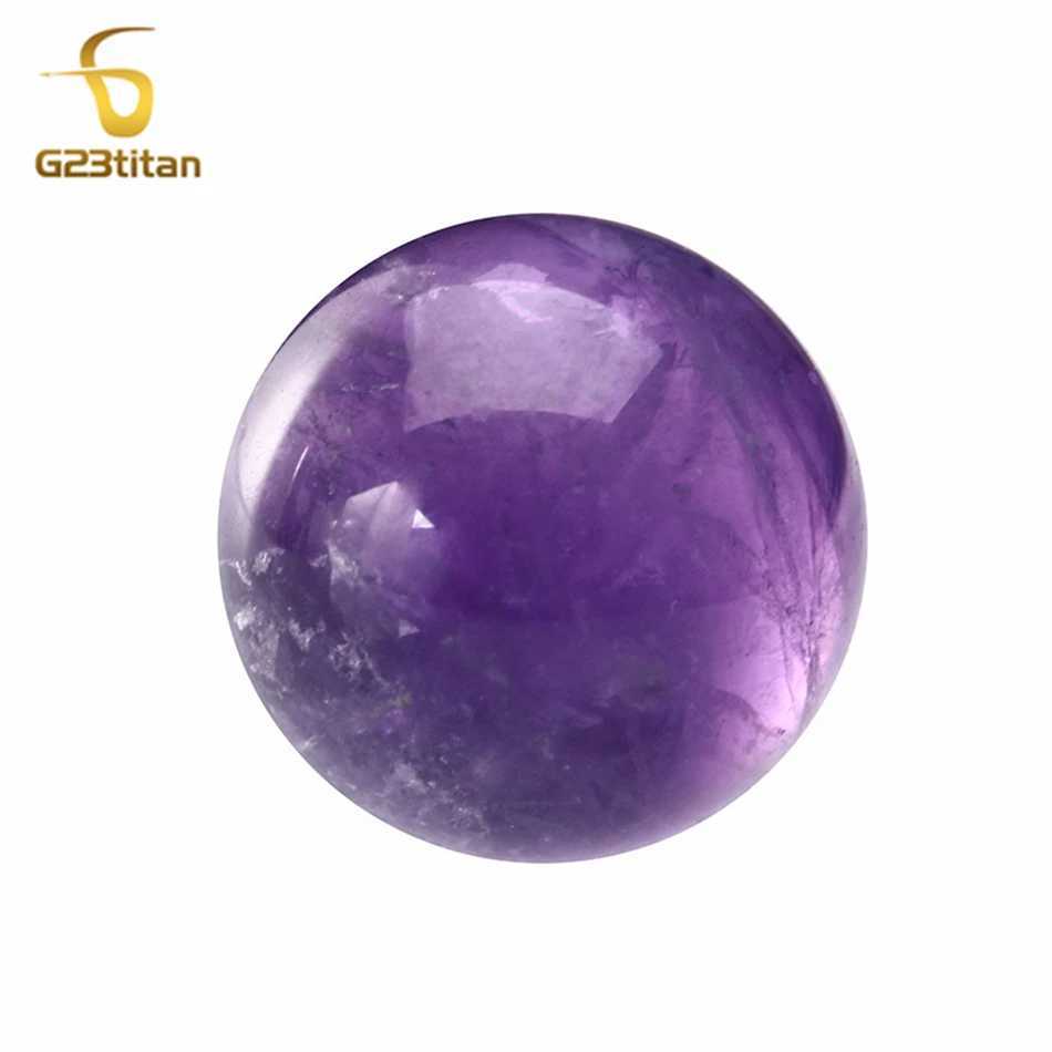 Semi Precious Stone Earrings Natural Purple Amethyst Ball Medical Titanium Earrings Women Ear Piercing Stud Fashion Jewelry Gift C251103