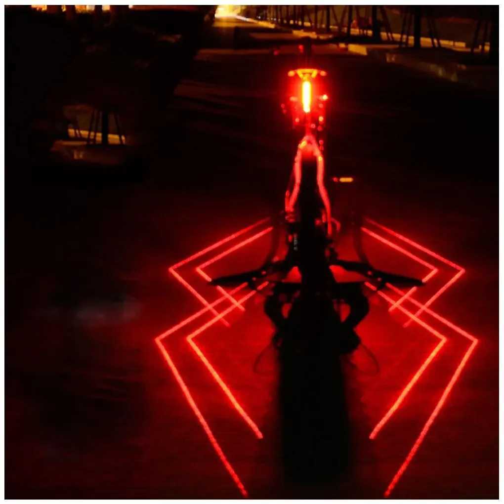 Bike Rear Light Laser Line Warning Lamp Waterproof Seatpost LED Light USB Rechargeable MTB Road Bicycle TaillightW251103
