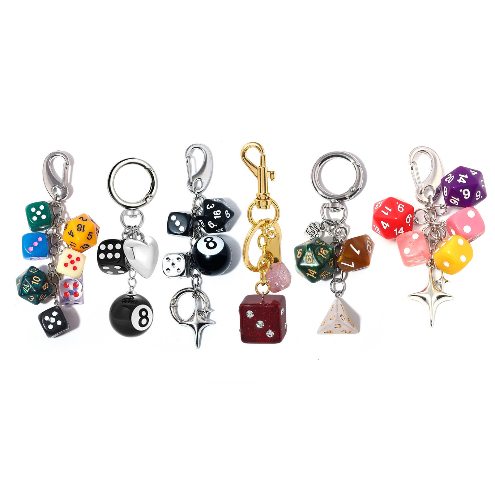 designer bag charm Classical Irregular Dice Billiard Black 8 Pack Keychain Phone Pendant Bag Chain Ornament keychain designer