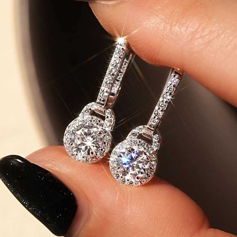 IOGOU Luxury S925 Sier 5mm 0.5ct Moissanite Dangle Hoop Earrings for Wen Real Moissanite Diamond Jewelry Wedding Party GiftC250402