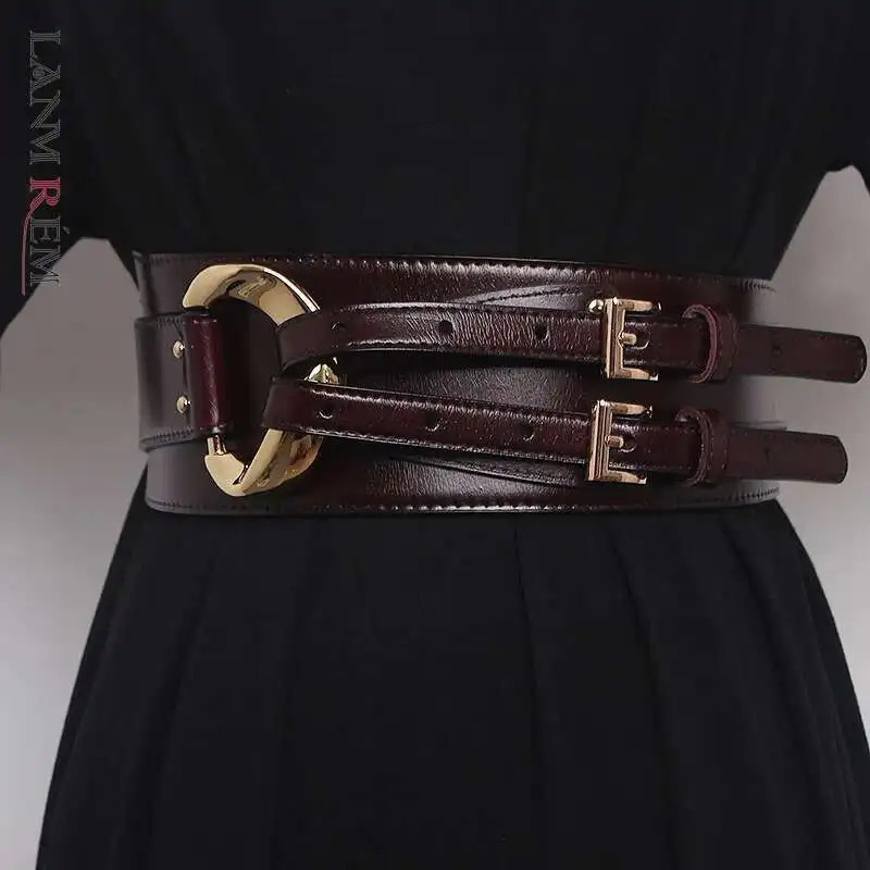 LANMREM Fashion PU Leather Belt Irregular Cowhide Waist Womens Decorative Suit Dress Sweater Waist Belts 2DB1870 251103