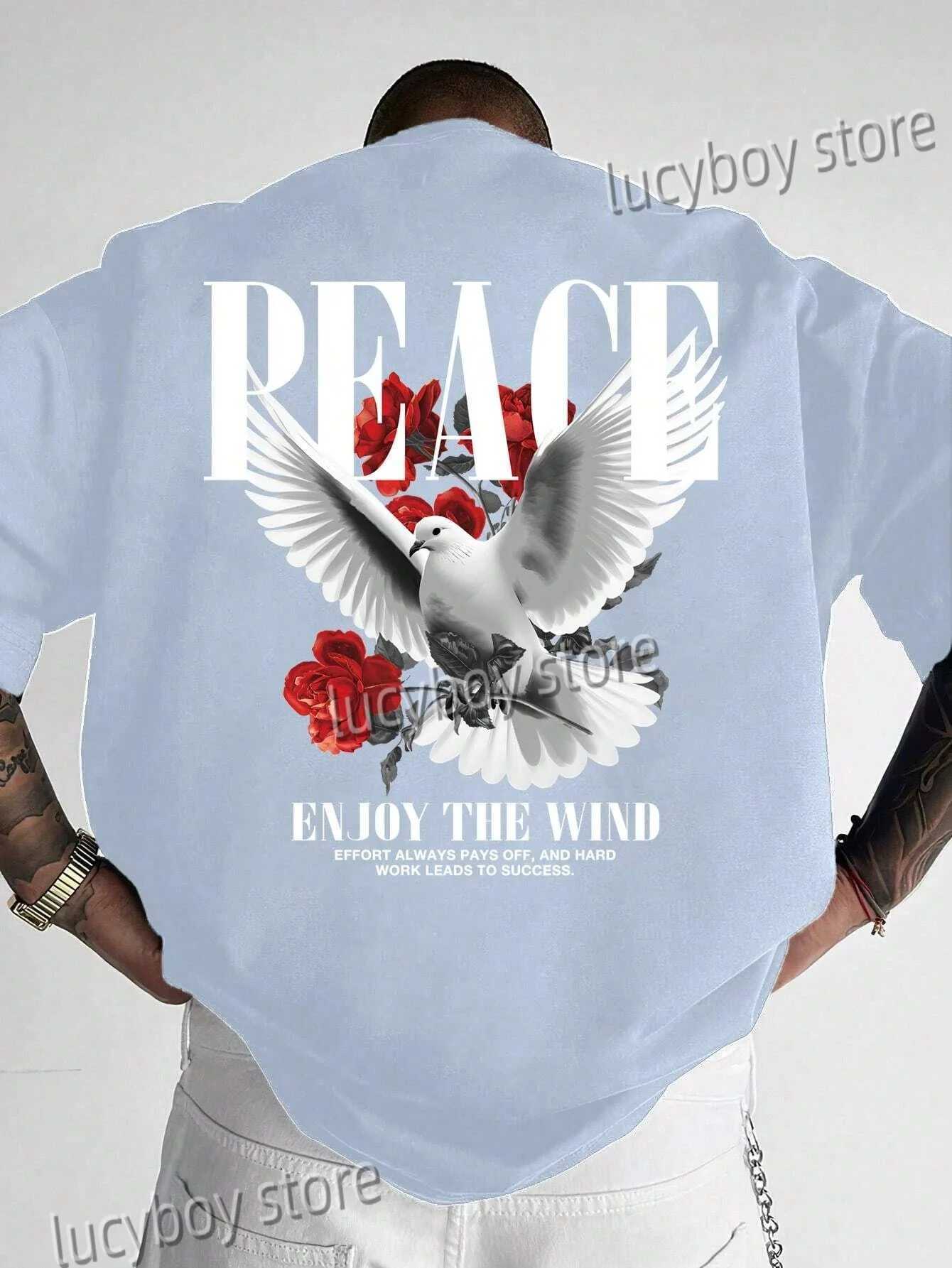 Men Summer 3D Peace Dove Printed T-Shirt Man Short Sleeve Round Neck Fashion TeeS Vintage Casual Oversize Tops Men Clothes X250403