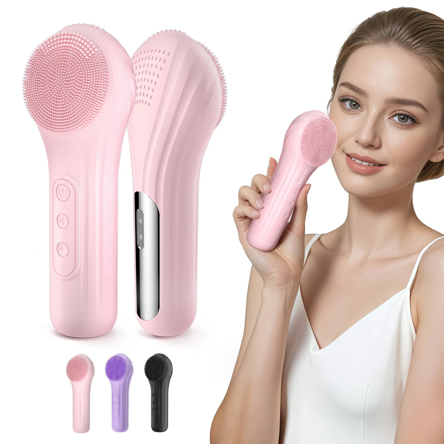 Electric Sonic Waterproof Facial Cleansing Brush Rechargeable compress Deep Pore Cleaner Silicone Cleanse Skincare Device 251030