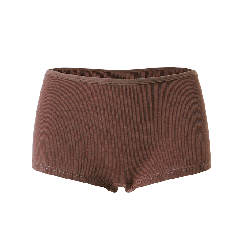 Women's Panties-Women's Ribbed Boyshort Panties - High Elasticity Breathable Antibacterial Skin-Friendly Underwear for Daily Home Sports (Mu