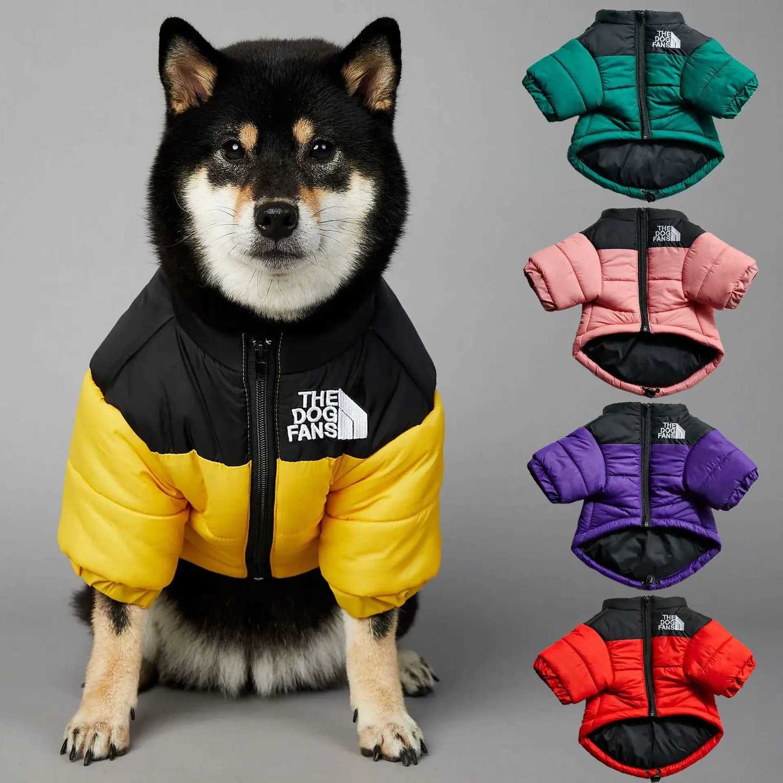 The Dog Fans Luxury Designer Dog Coat Warm Cotton Padd Dog Clothes Winter Hick Stitching Pet Jacket for Shiba Inu French BulldogXJ251103