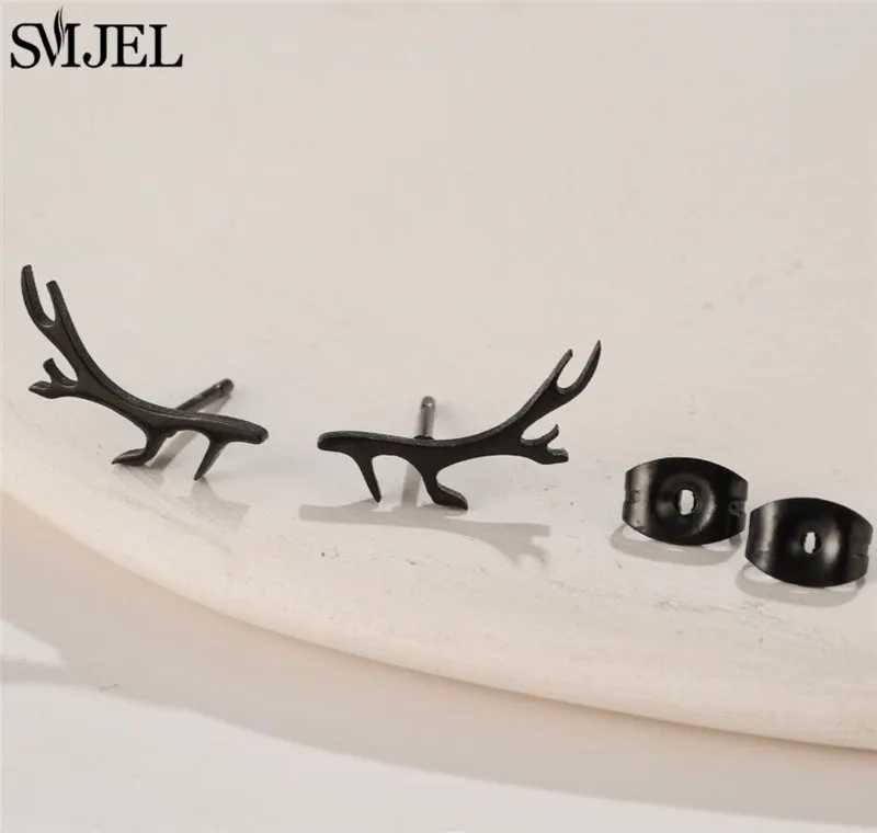 SMJEL Minimalist Silver Color Deer Horn Earrings Women Christmas Jewelry Cute Elk Antler Ear Studs Unique Tree Branch Earings C251103