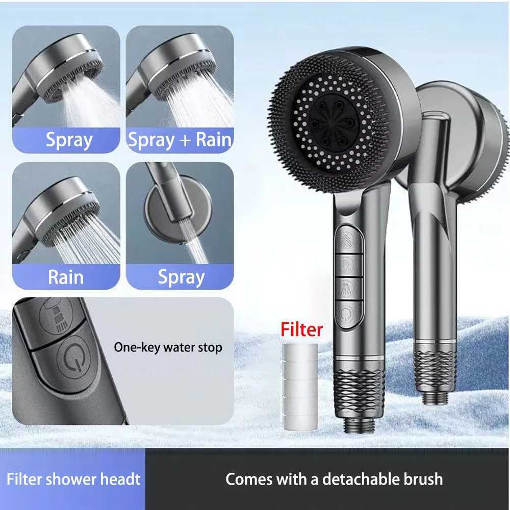 High Pressure Shower New 4 Modes Shower OneKey Stop Water Massage Shower With Filter Element Bathro Accessories Y251103