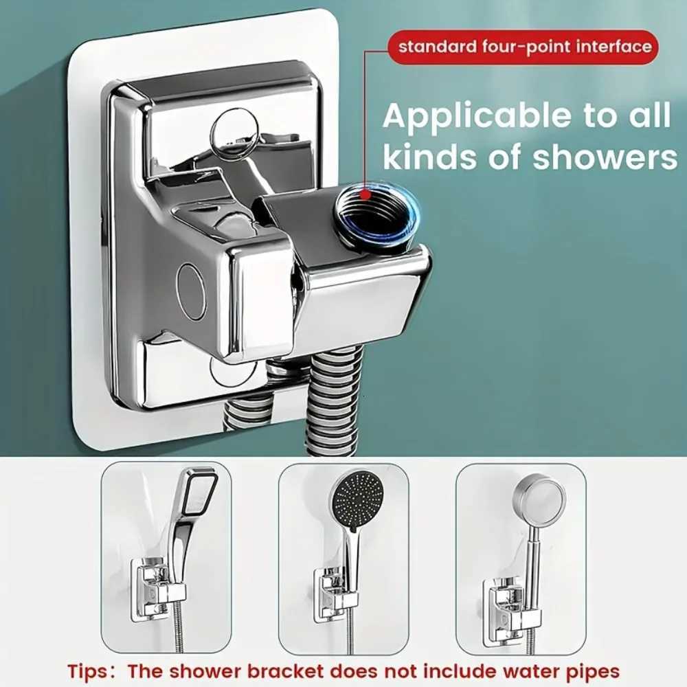 Adjustable Shower Bracket Self Adhesive Wall Mount with 360 Rotation No Drill Space Saving Bathro Organizer Y251103