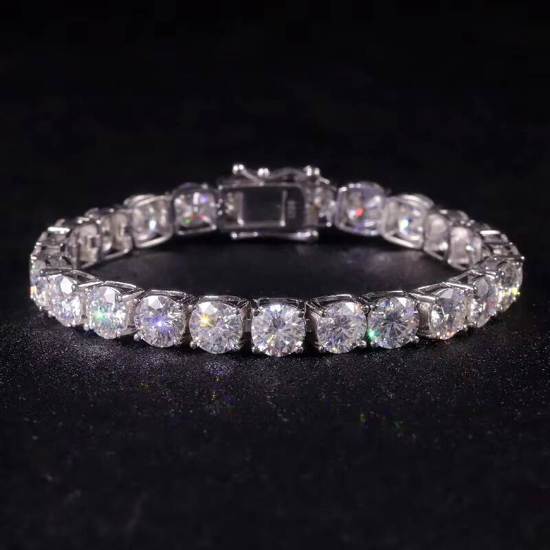 New 925 Silver Moissanite Tennis Bracelet 4mm Hip Hop Single Row Full Diamond Bracelet