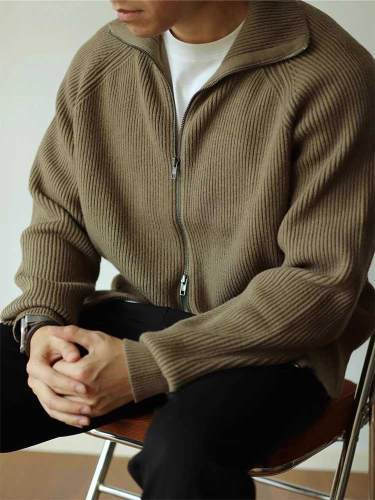 Autumn and Winter Warm Knitted Zipper Jaet for Men Casual Lightweight Open Cardigan Sle Anti-Ball Easy Care Ular TopT251103