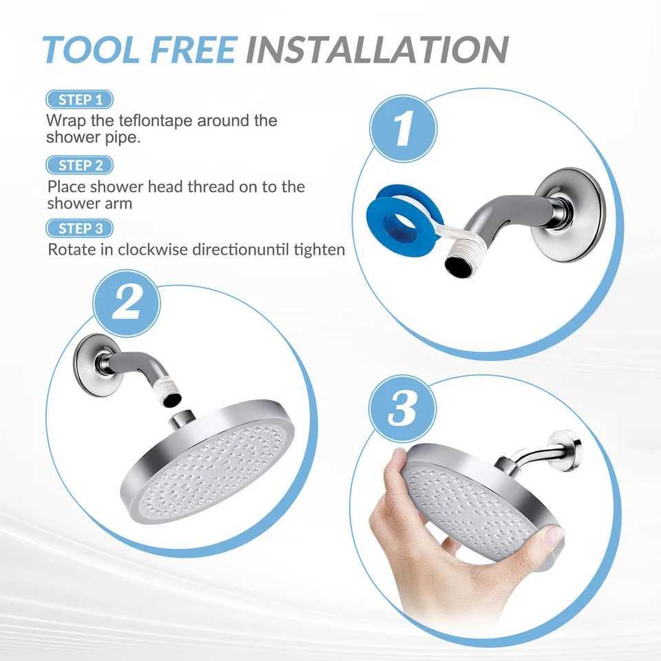 Shower High Pressure Rain Adjustable Stainless Steel 6 Inch Wall Mounted Rainfall Shower Bathro Accessories Replacement Y251103