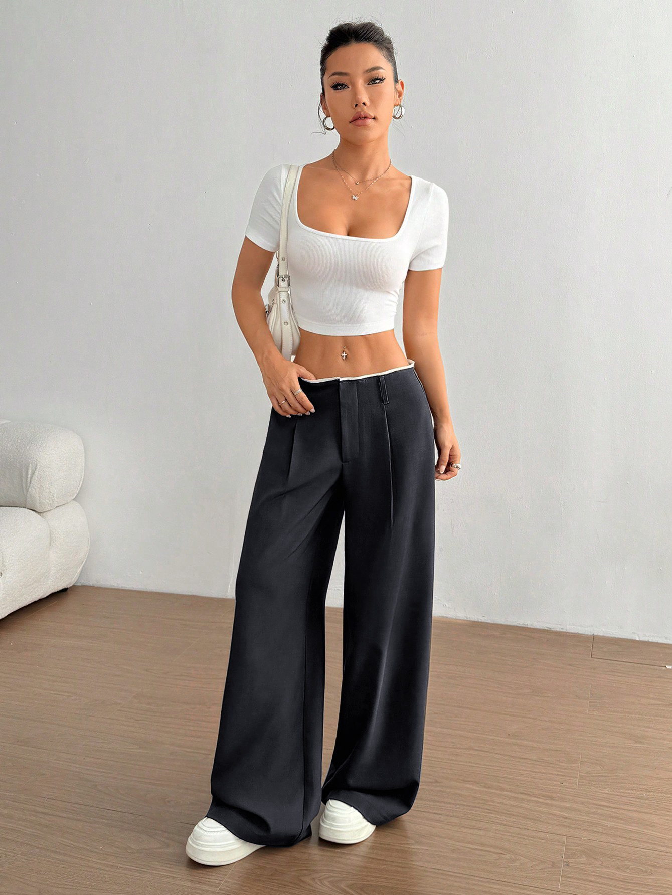 Smartly Styled Women's Businesswear Sleek Straight Legs with Secure Belted Detailing & Multiple Color Options--108