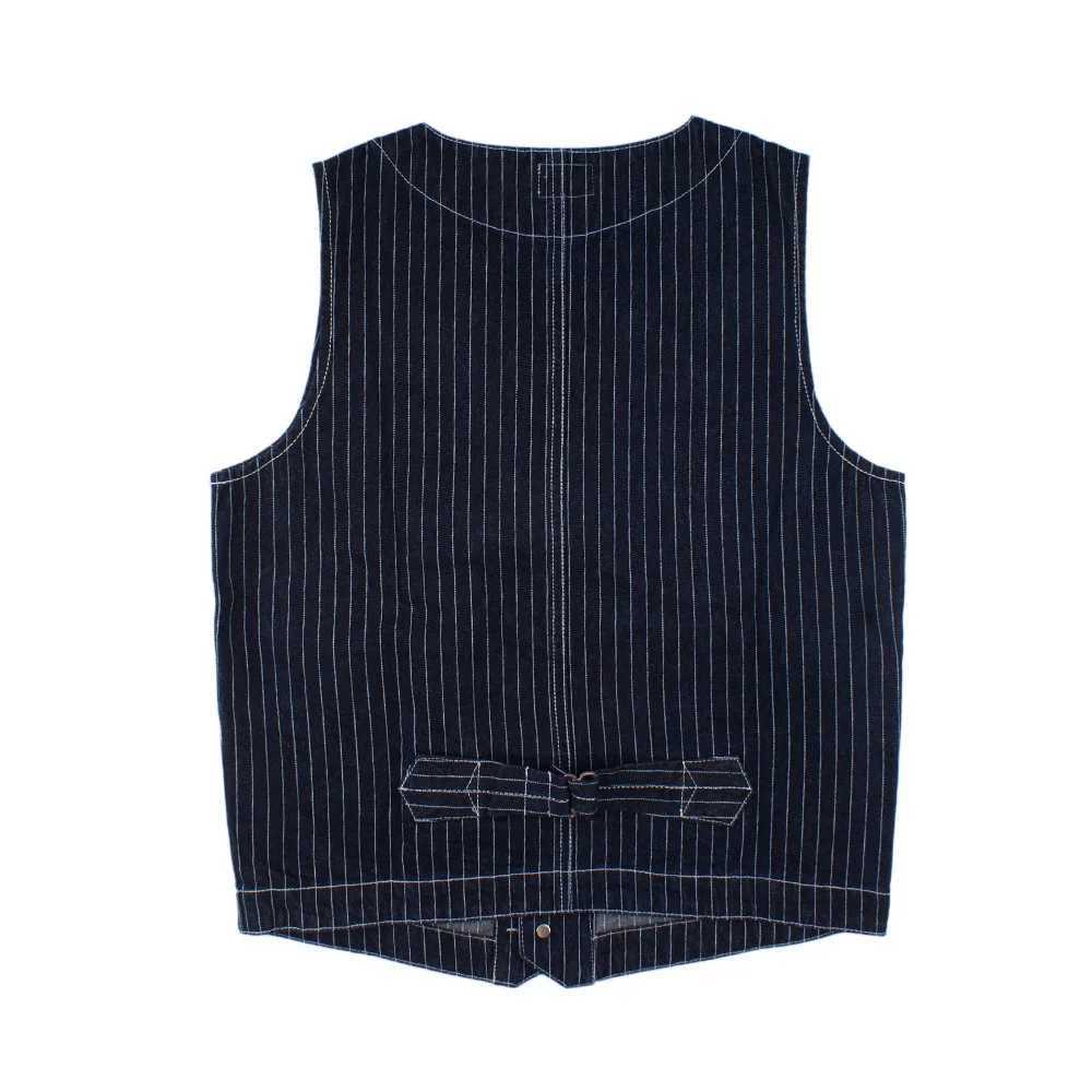 Ok8403 Men Cargo Striped Waistcoat Classical Vintage Streetwear Couple Premium Cotton Youth Daily Fashion V-Neck Patchwork Vest X250403