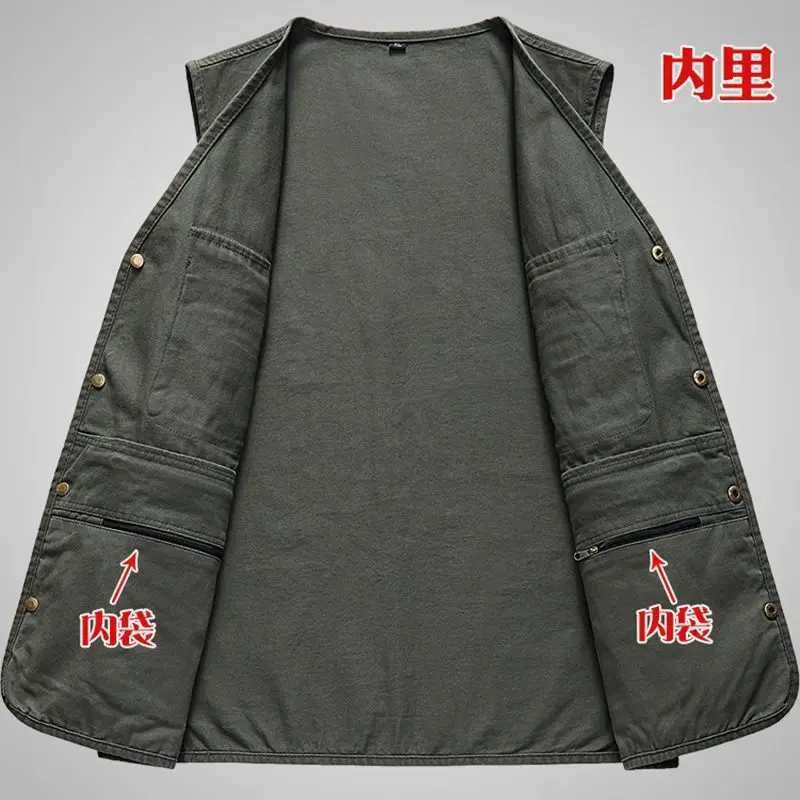 Men Outdoor Cargo Vest Multi-pockets Solid Color Fishing Vest Director Reporter Work Waistcoat Photography Casual Vest Jacket X250403