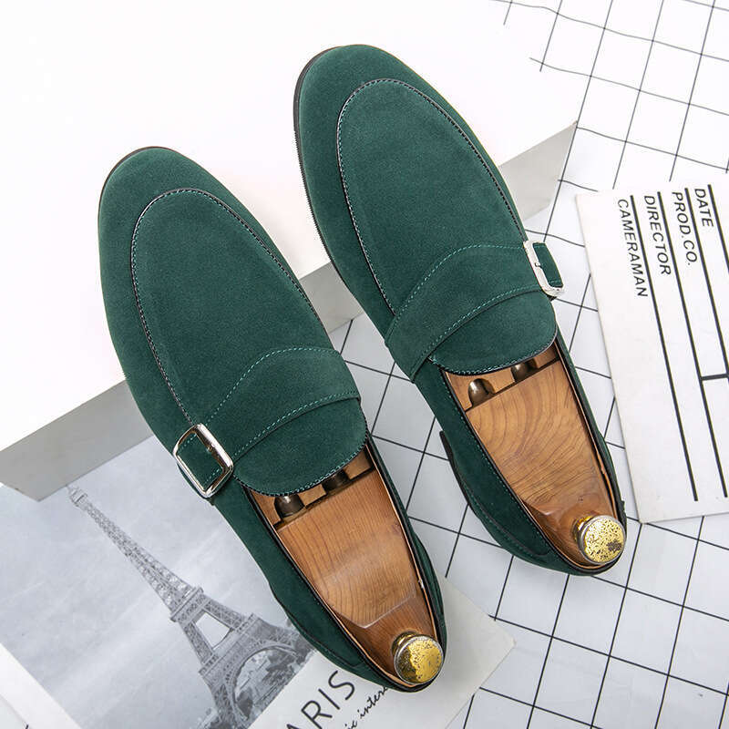 Large size frosted leather bean men's loose fitting, one foot lazy shoes, four seasons youth loafers
