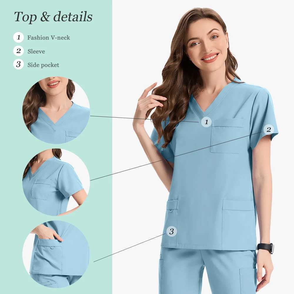 Hot Sales Fashion Hospital Uniforms Nurse Beauty Dental Salon Work Wear Medical Scrubs Sets for Men Women Healthcare Scrub Suits J251103