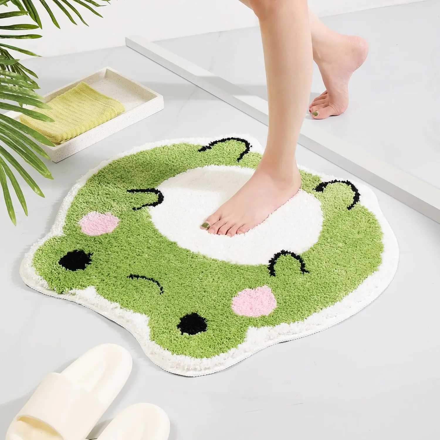 VIKAMA Cute Bath Mat Non Slip Frog Bath Rug for BathroomLuxury Absorbent MatsMachine Washable Shaggy Soft Rugs Bathroom Decor C251103