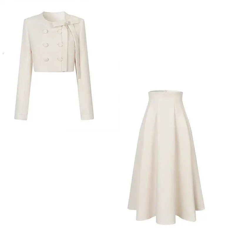 French senior princess style wear suit womens autumn n feeling bow jacket waist and thin skirt 251103