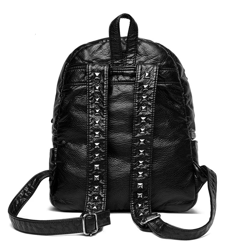 Fashion Rivet Soft Leather Women Backpacks Large Capacity School Bag Female Bagpack Travel Bags Sac A Main 251104