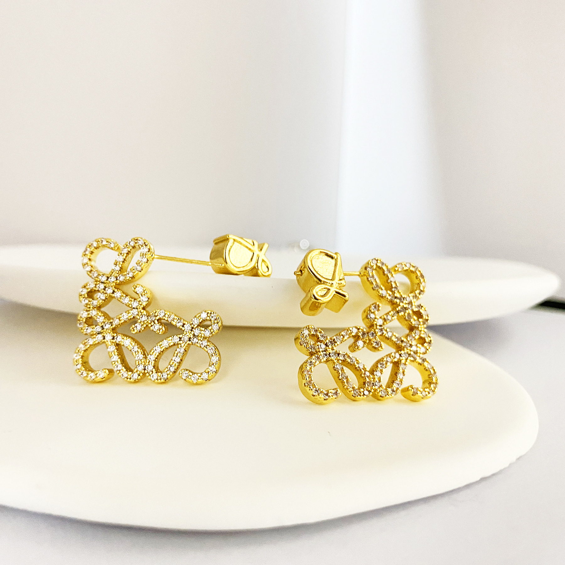 Semi Hollowed Out Sier Gold Color Earrings jewelry Women's Exquisite Gifts accessories
