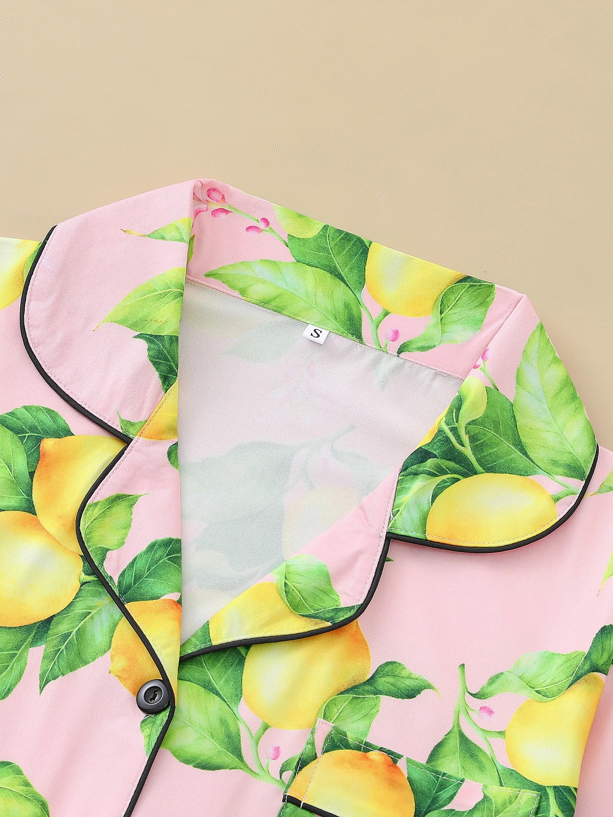 Foundation make-up lemon cardigan womens pajamas set short sleeve top and loose shorts comfortable womens pajamas 250403