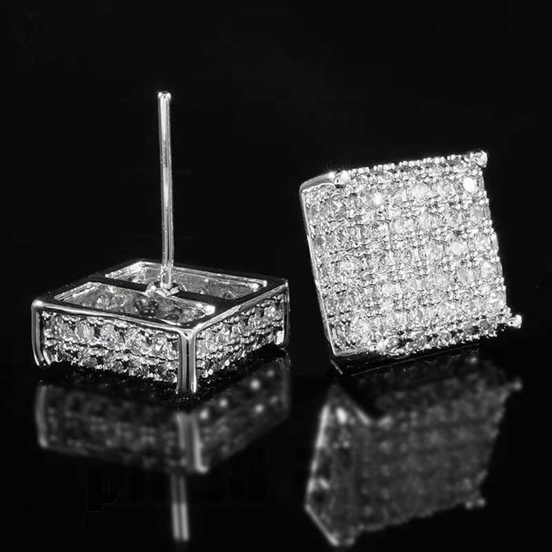 Huitan womens earrings classic square earrings perforated sparkling cubic zirconia daily wearable multifunctional jewelry Y250401