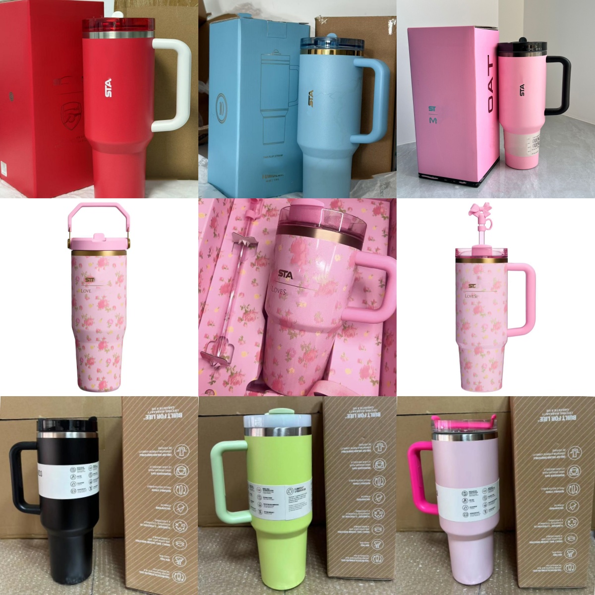 Water Bottle Various Styles Pink White Stainless Steel Vacuum Mug Double Wall Vacuum with Straw Car Cup Insulation Cold Beer Cup Travel Sports Cup