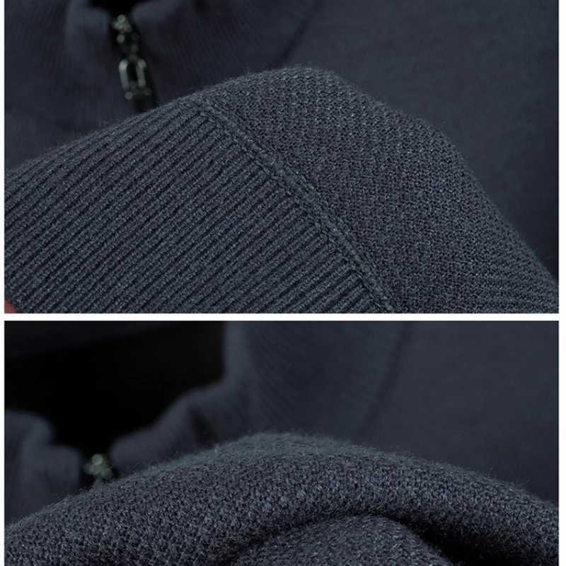 High Quality Velvet Thickening Sweater Bottoming Shirt Mens Half Zip Pullover Casual Loose New Warm T-shirt KnitwearT251103