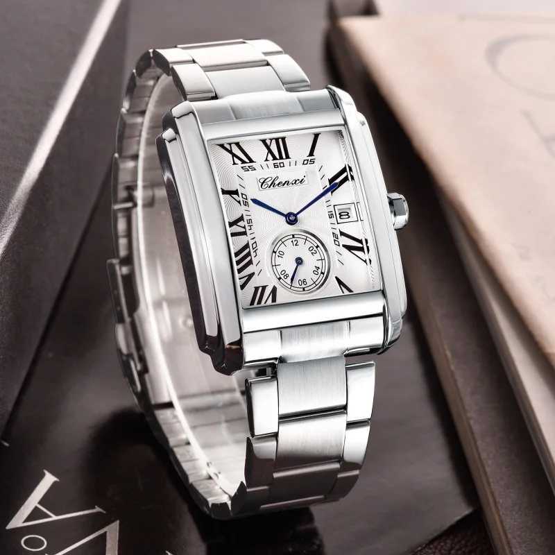 CHENXI 8216 Quartz Watches Fashion Simple Business Simple Silvery Stainless Steel Strap Wristwatches for Men relgios masculinoW251104