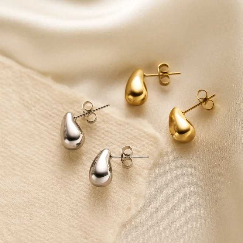 Fashionable Minimalist Gold Color Stainless Steel Irregular Water Drop Stud Earrings for Woman Charm Korea Jewelry Colorfast C251103
