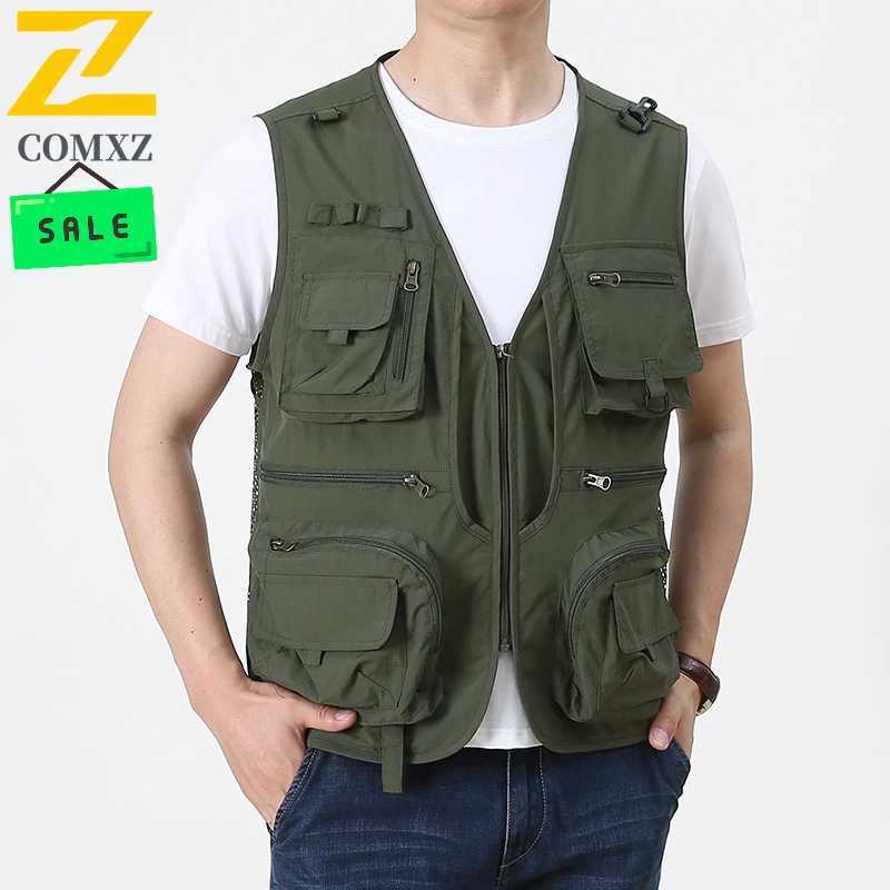 New Summer Outdoor Mens Vest Fashion Thin Mesh Breathable Sleeveless Work Jacket Casual Reporter Photographer Multi-Pocket Vest X250403