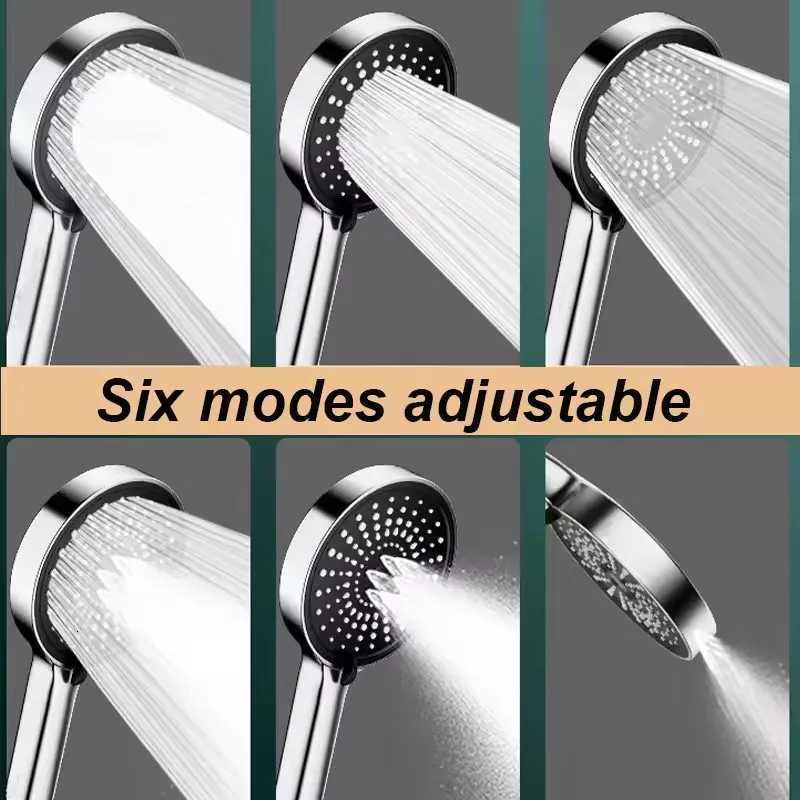 New 15CM Large Panel 6 Modes Pressuri Shower Mtifunction Sprayer High Pressure Adjustable Shower Bathro Accessories Y251103