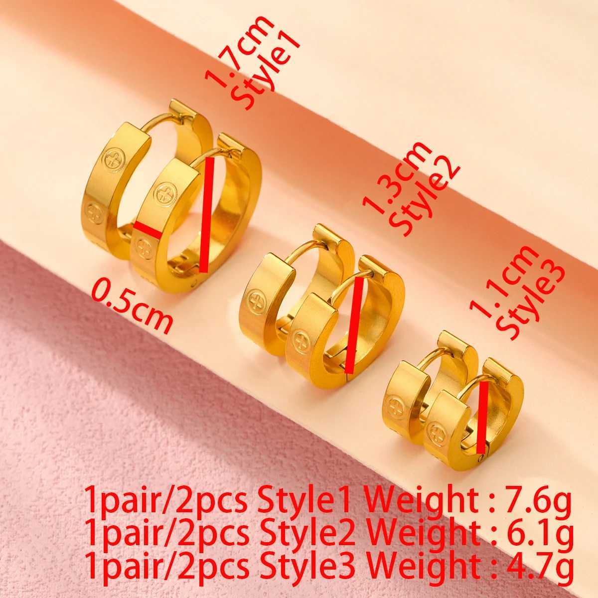 1pair2pcs Fashionable Gold Color Cross Stainless Steel Earrings Classic Womens Earrings And Jewelry C251103