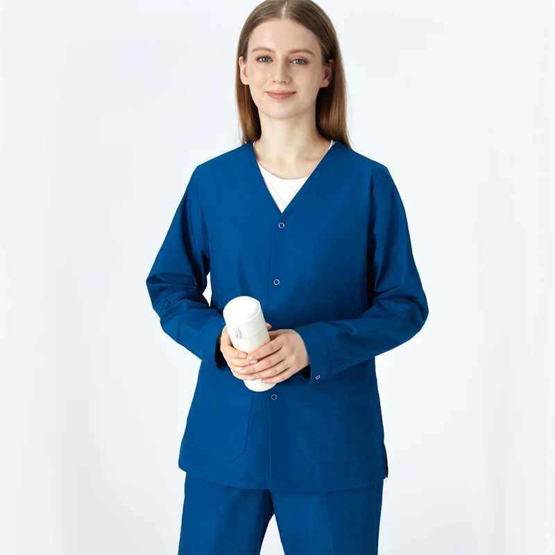 Long Sleeves Nurse Suits Scrub Set Women Medical Uniform Set Workwear Veterinary Dental Assistant Doctor Working Outfit 206 J251103