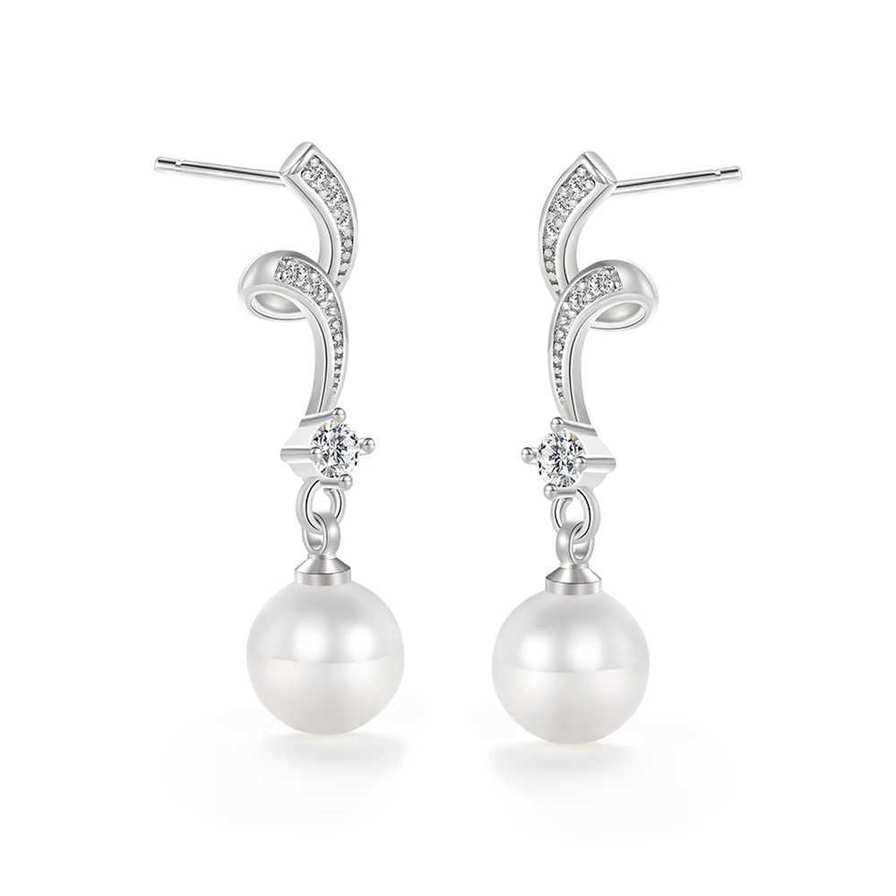 Huitan Newly designs simulated pearl pendant earrings for brides weddings engagement accessories elegant temperature womens jewelry Y250401