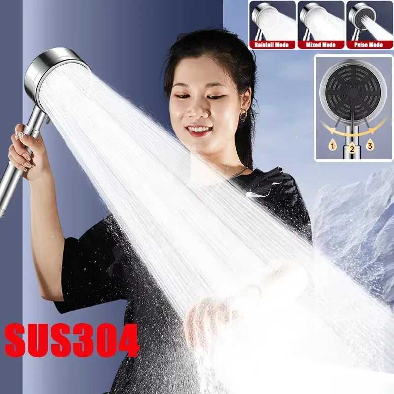 High Pressure Stainless Steel Shower 3 Modes Adjustable Spray Nozzle Massage Rainfall Shower Bathro Accessories Y251103