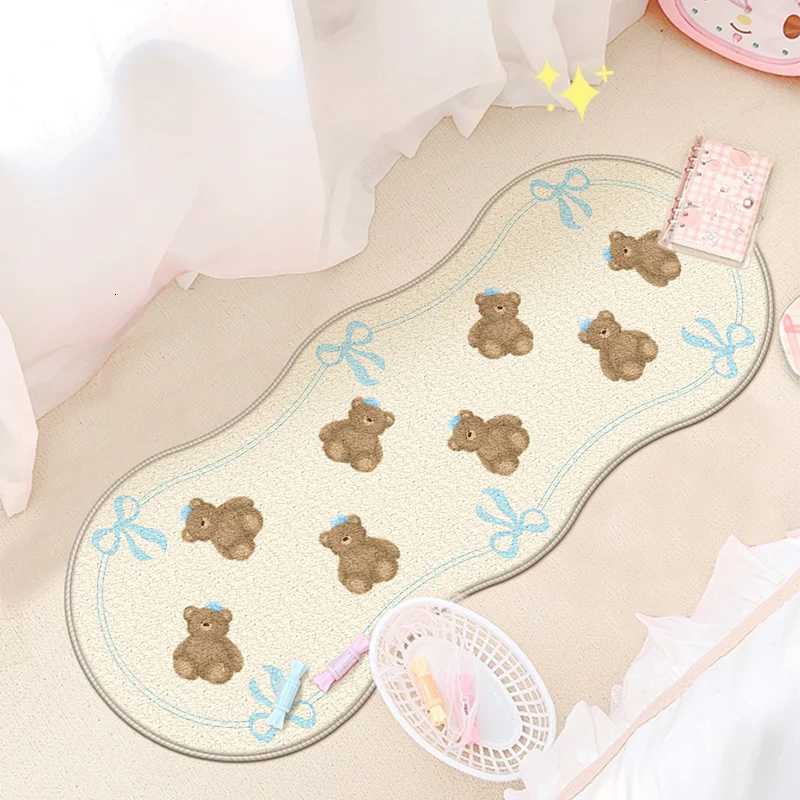 VIKAMA Bow Bear Rug Soft Cool Insulation Washable Bedroom Bedside Rug Bedroom Window Rug Cloakroom Rugs Home Decoration C251103
