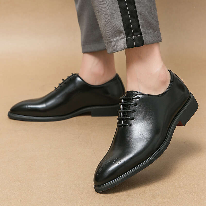 2024 men's plus size, new casual fashionable and simple lace up leather shoes, Korean version, trendy merchant